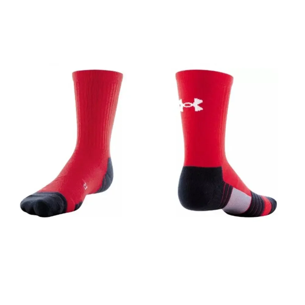 New NWT‎ Lot Of 2 UA Under Armour Teams Cushioned Crew Socks Black Red 8.5-13